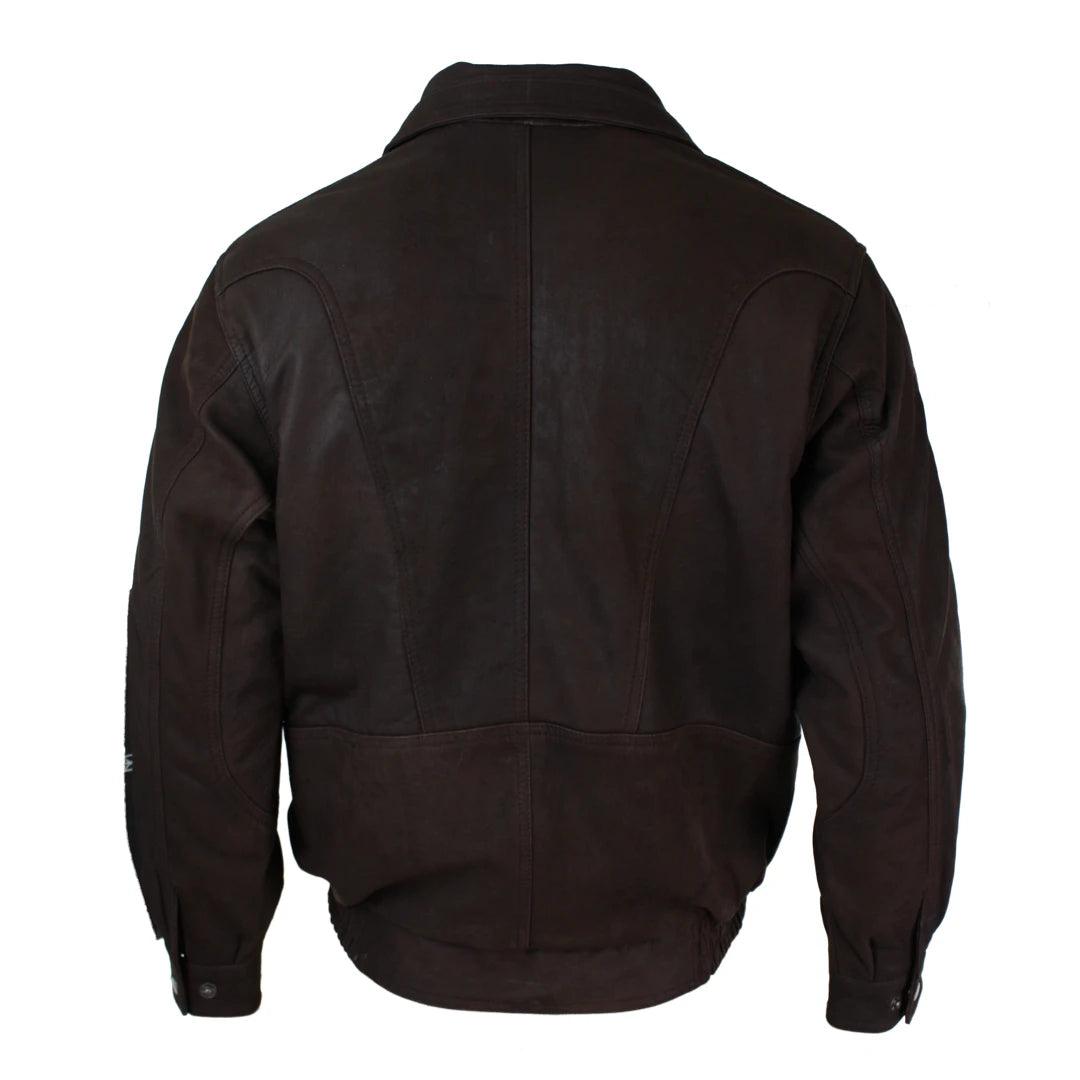 Mens Classic Bomber Black Nubuck Washed Brown Real Leather Jacket - Knighthood Store