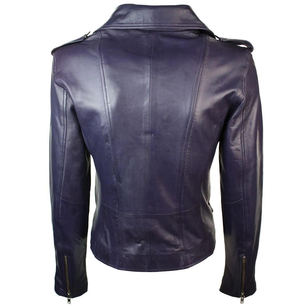 Womens Ladies Real Soft Leather Racing Style Biker Jacket - Knighthood Store