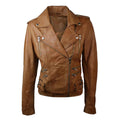 Womens Ladies Real Soft Leather Racing Style Biker Jacket - Knighthood Store