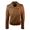 Womens Ladies Real Soft Leather Racing Style Biker Jacket - Knighthood Store