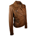 Womens Ladies Real Soft Leather Racing Style Biker Jacket - Knighthood Store