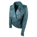 Womens Ladies Real Soft Leather Racing Style Biker Jacket - Knighthood Store