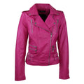 Womens Ladies Real Soft Leather Racing Style Biker Jacket - Knighthood Store