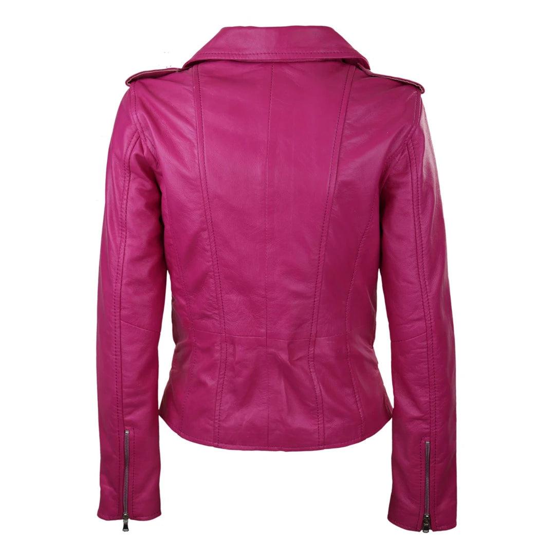 Womens Ladies Real Soft Leather Racing Style Biker Jacket - Knighthood Store