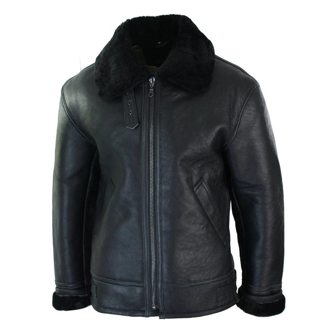 Mens Real Leather Sherling Sheepskin Original B3 Flying Pilot Jacket Warm Winter - Knighthood Store