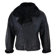 Mens Real Leather Sherling Cross Zip Sheepskin B3 Flying Pilot Jacket Warm Winter - Knighthood Store