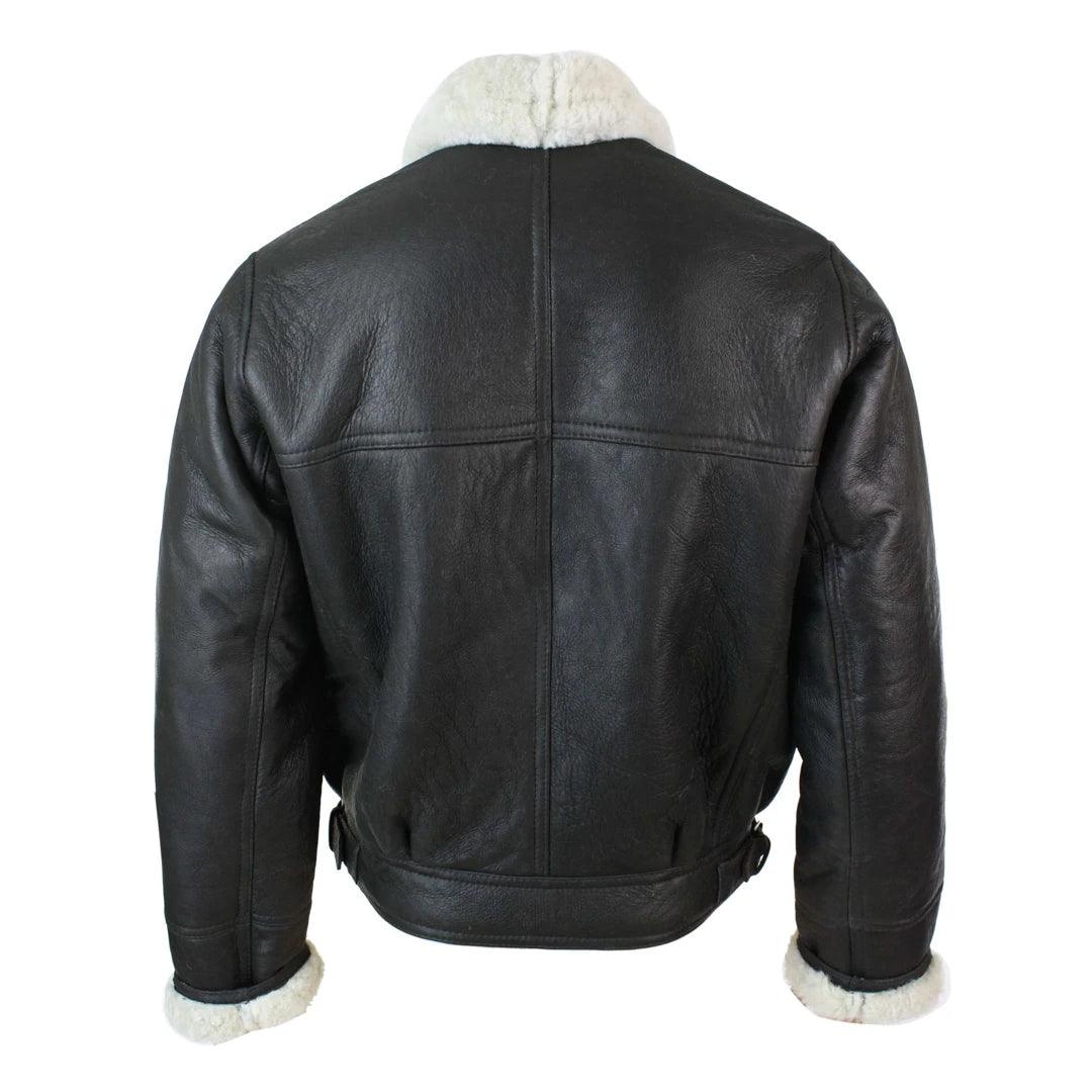 Mens Real Leather Sherling Cross Zip Sheepskin B3 Flying Pilot Jacket Warm Winter - Knighthood Store