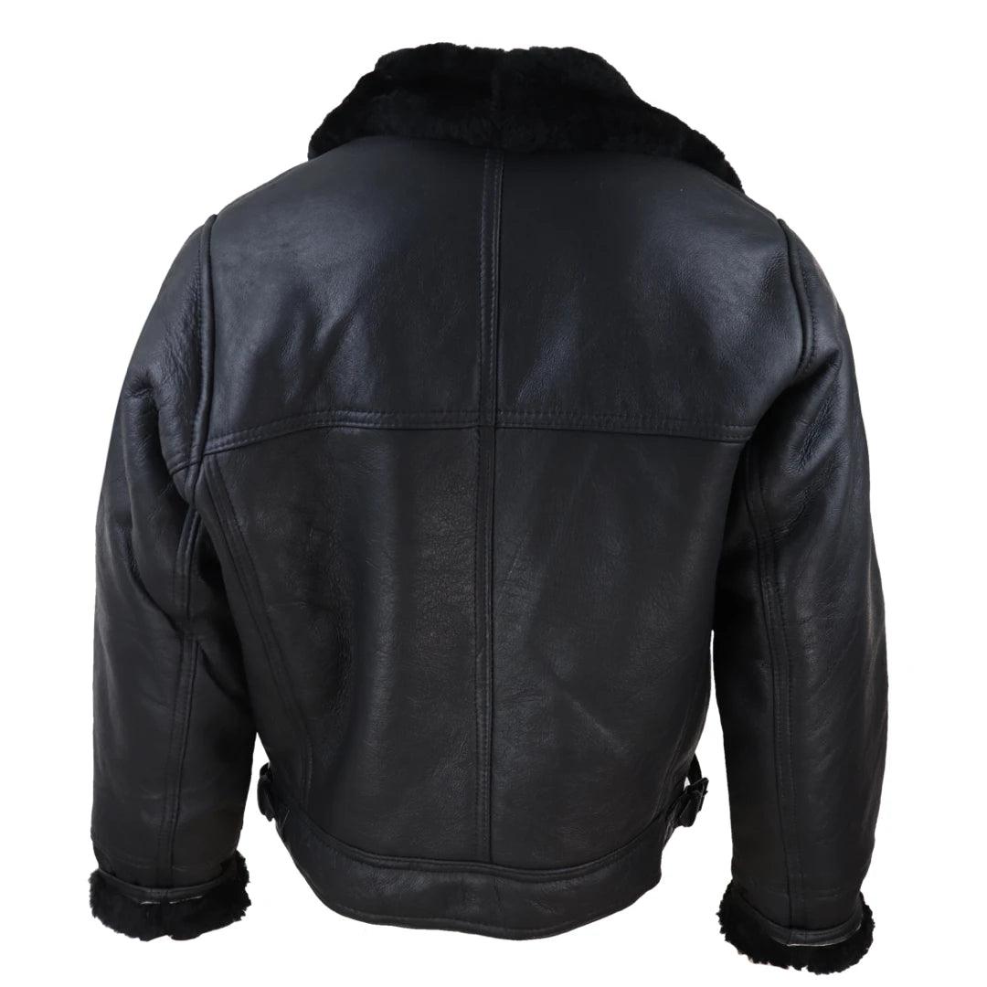 Mens Real Leather Sherling Cross Zip Sheepskin B3 Flying Pilot Jacket Warm Winter - Knighthood Store