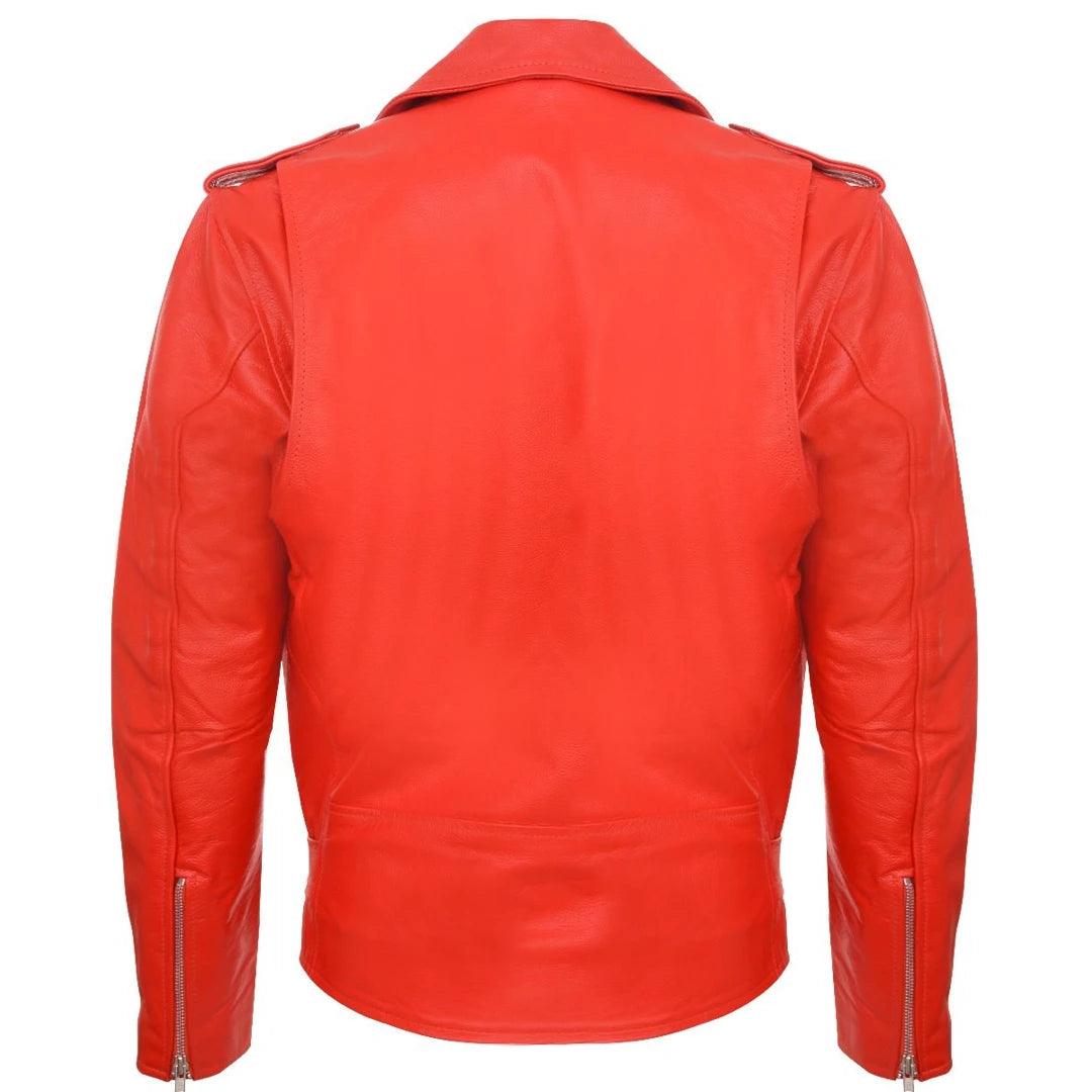 Mens Cow Hide Cross Zip Brando Biker Motorcycle Real Leather Jacket - Knighthood Store