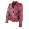 Ladies Women Classic Brando Biker Motorcycle Motorbike Hide Leather Jacket - Knighthood Store