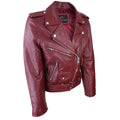 Ladies Women Classic Brando Biker Motorcycle Motorbike Hide Leather Jacket - Knighthood Store