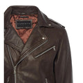 Mens Cross Zip Real Leather Classic Retro Brando Jacket Biker Belted Grease - Knighthood Store