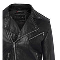 Mens Cross Zip Real Leather Classic Retro Brando Jacket Biker Belted Grease - Knighthood Store