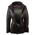 Ladies Real Leather Black Trench Mid Length Hooded Winter Retro Duffle Jacket - Knighthood Store