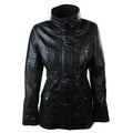 Ladies Real Leather Black Trench Mid Length Hooded Winter Retro Duffle Jacket - Knighthood Store