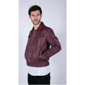 Mens Real Leather Shirt Jacket Burgundy Wine Retro Jeans Style Brando Classic - Knighthood Store