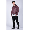 Mens Real Leather Shirt Jacket Burgundy Wine Retro Jeans Style Brando Classic - Knighthood Store