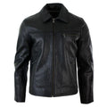 Mens Classic Real Leather Soft Hide Zipped Collar Box Jacket Smart Casual Fit - Knighthood Store