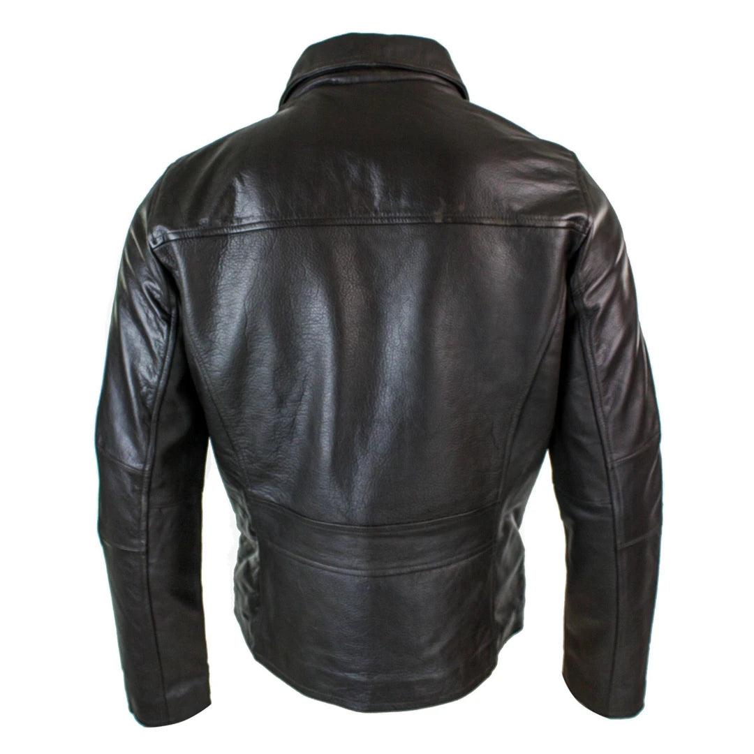 Mens Classic Real Leather Soft Hide Zipped Collar Box Jacket Smart Casual Fit - Knighthood Store