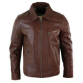 Mens Classic Real Leather Soft Hide Zipped Collar Box Jacket Smart Casual Fit - Knighthood Store