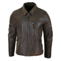 Mens Classic Real Leather Soft Hide Zipped Collar Box Jacket Smart Casual Fit - Knighthood Store