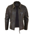 Mens Classic Real Leather Soft Hide Zipped Collar Box Jacket Smart Casual Fit - Knighthood Store