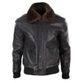 Mens Real Leather Aviator Bomber Jacket Removable Fur Collar Pilot Flying Jacket - Knighthood Store