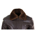 Mens Real Leather Aviator Bomber Jacket Removable Fur Collar Pilot Flying Jacket - Knighthood Store