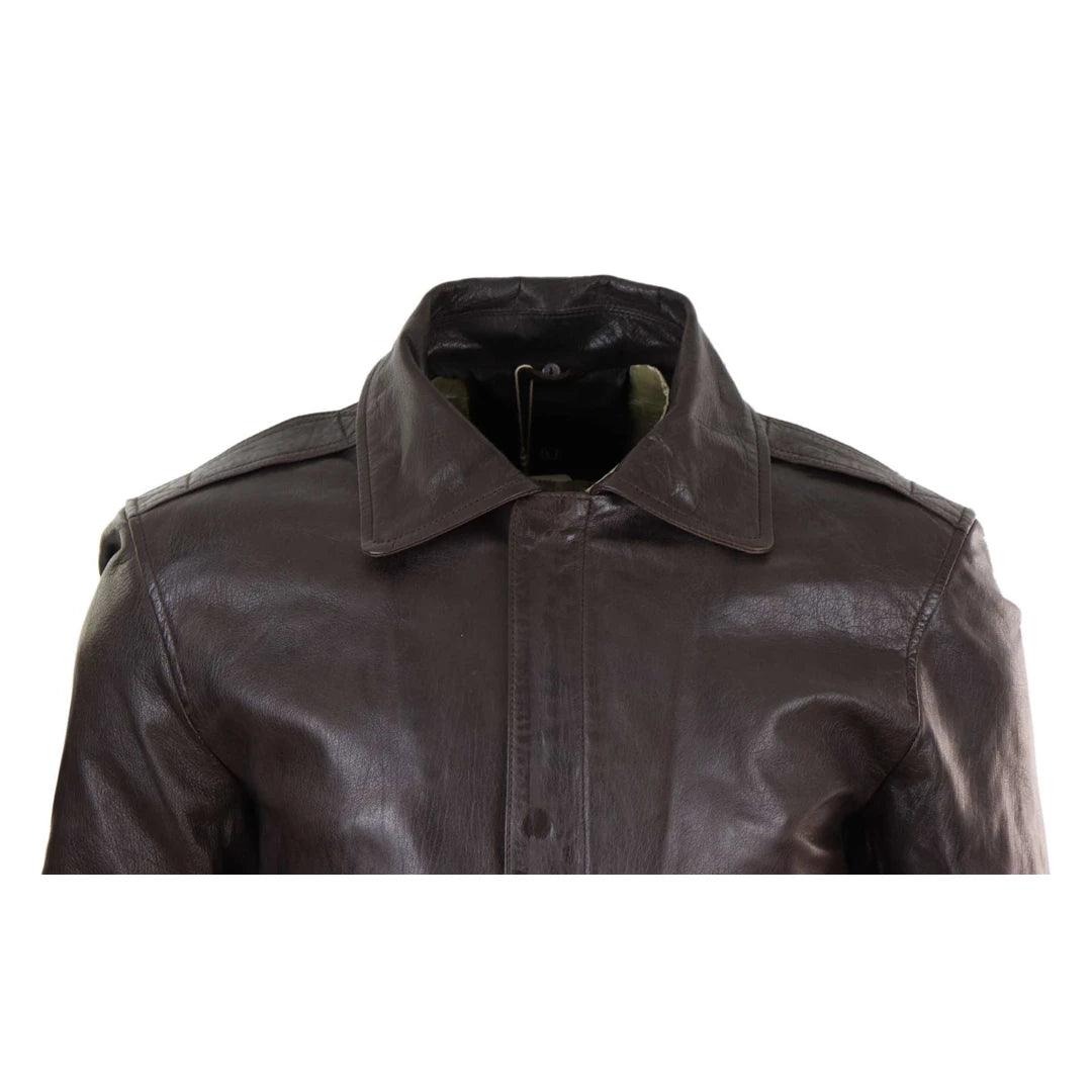 Mens Real Leather Aviator Bomber Jacket Removable Fur Collar Pilot Flying Jacket - Knighthood Store