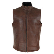 Mens Real Leather Black Brown Waistcoat Gilet Reversible Vest Smart Casual - Knighthood Store