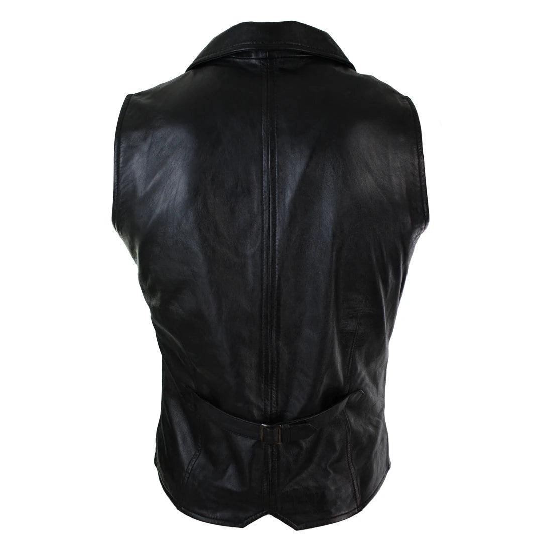 Mens Real Leather Tan Brown Black Burgundy Smart Casual Gilet Waistcoat Vintage Retro - Knighthood Store