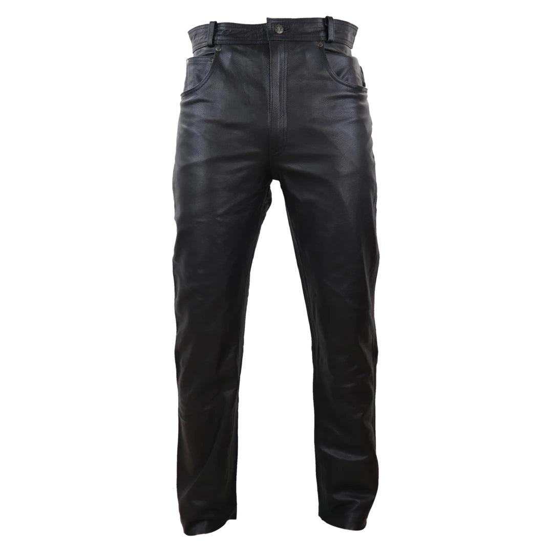 Mens Real Leather Jeans Hide Trousers Biker Racing Classic - Knighthood Store