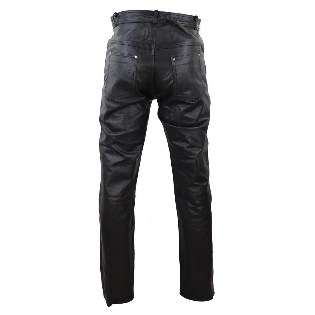 Mens Real Leather Jeans Hide Trousers Biker Racing Classic - Knighthood Store