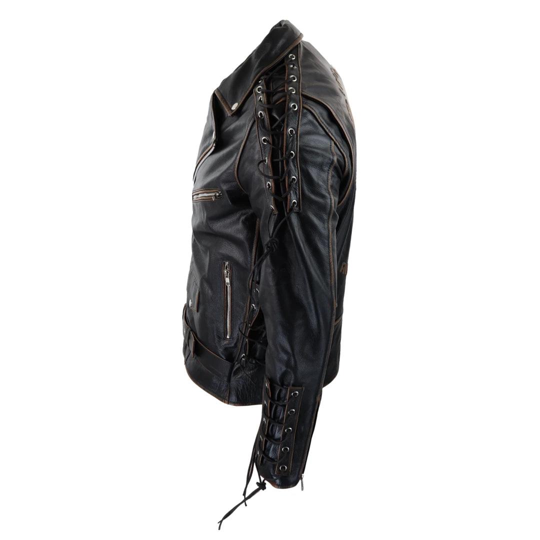 Mens Live To Ride Cow Hide Real Leather Jacket Original Cross Zip Brando Biker Motorcycle - Knighthood Store