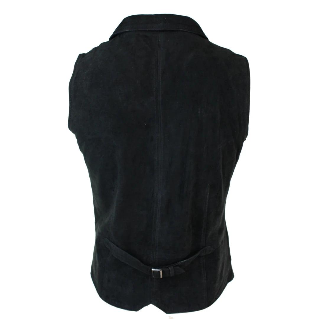 Mens Real Suede Leather Tan Brown Black Smart Casual Gilet Waistcoat V
