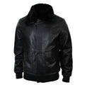 Mens Real Fur Collar Leather Bomber Pilot Flying Jacket Black Brown A2 - Knighthood Store