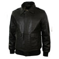 Mens Real Fur Collar Leather Bomber Pilot Flying Jacket Black Brown A2 - Knighthood Store