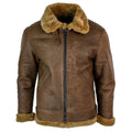 Mens Retro Vintage Classic Real Sheepskin RAF Pilot Flying Jacket Tan Ginger Fur Zip - Knighthood Store