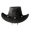 Unisex Suede Leather Outback Aussie Wide Brim Hat Western Cowboy - Knighthood Store