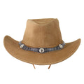 Unisex Suede Leather Outback Aussie Wide Brim Hat Western Cowboy - Knighthood Store