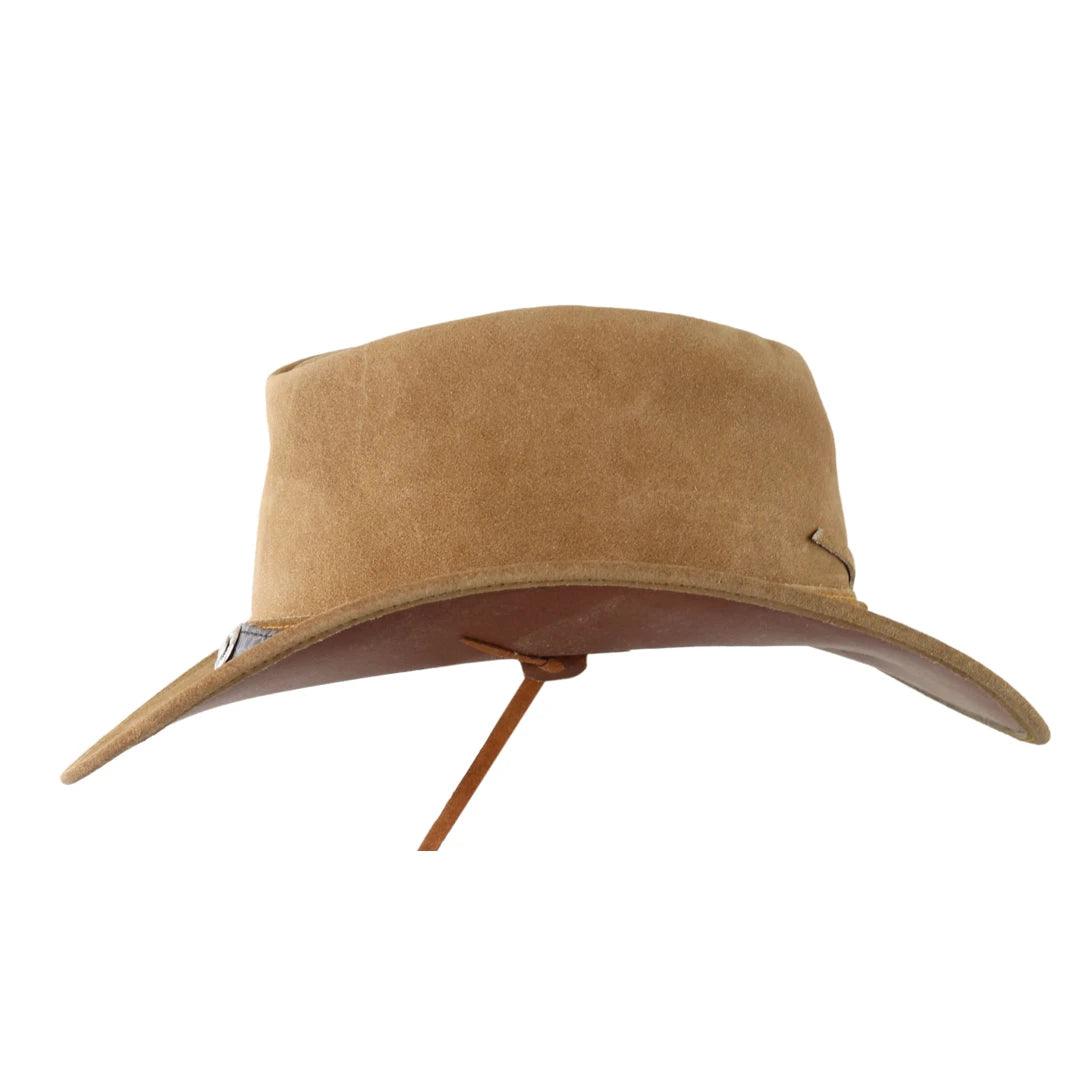 Unisex Suede Leather Outback Aussie Wide Brim Hat Western Cowboy - Knighthood Store