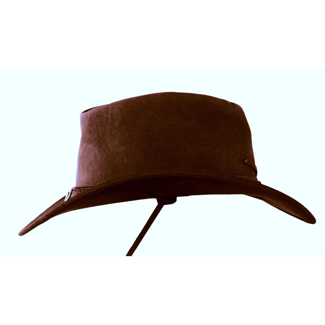 Unisex Suede Leather Outback Aussie Wide Brim Hat Western Cowboy - Knighthood Store