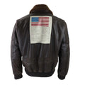 Mens Brown Aviator Top Gun Jacket Vintage Classic Washed Fur Collar Pilot Bomber - Knighthood Store