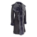 Black Grey 3/4 Length Ladies Suede Real Toscana Sheepskin Coat Tailored Fit - Knighthood Store