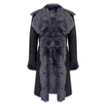 Black Grey 3/4 Length Ladies Suede Real Toscana Sheepskin Coat Tailored Fit - Knighthood Store