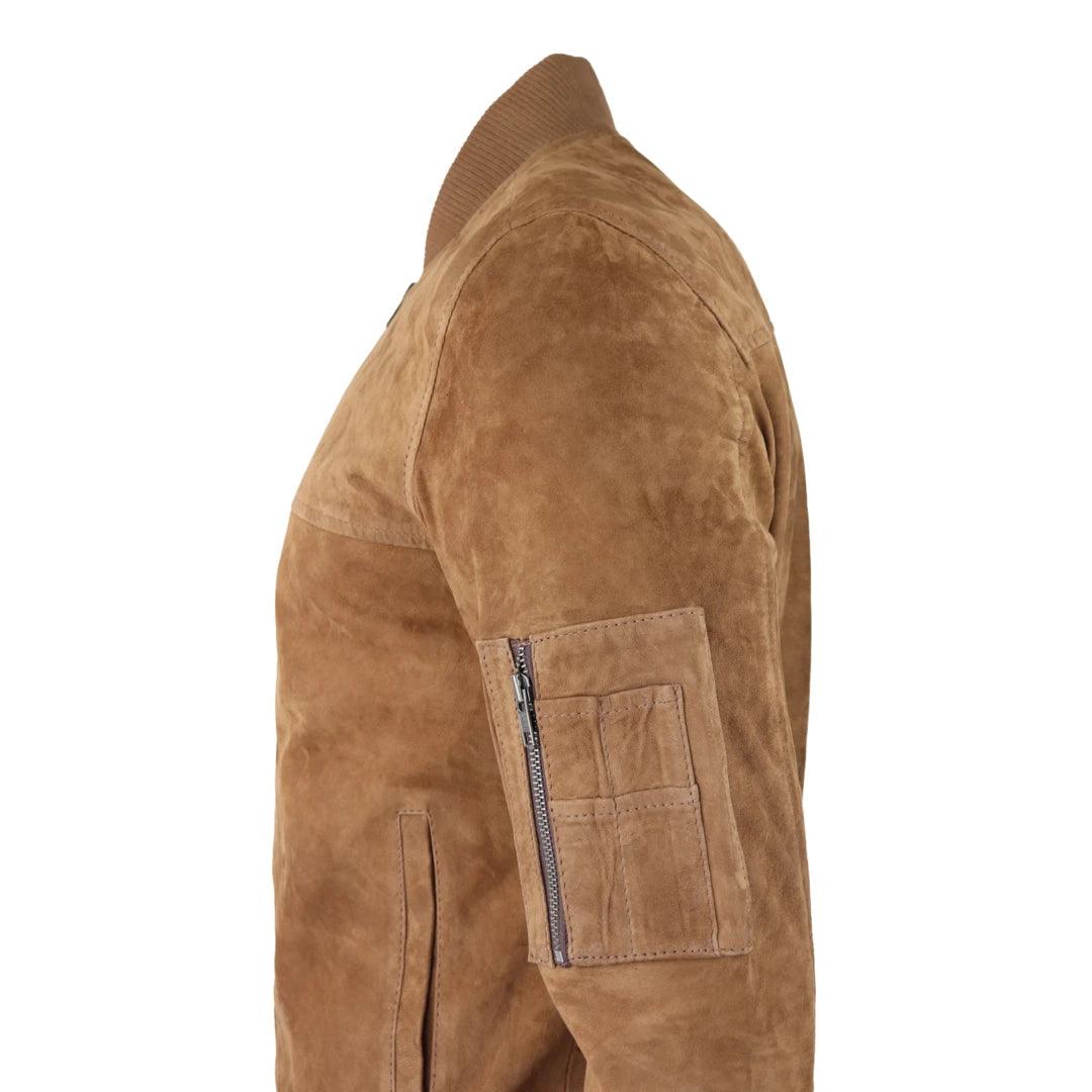 Mens Genuine Suede Bomber Jacket Leather Casual Varsity VIntage Smart Casual - Knighthood Store
