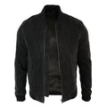 Mens Real Suede Leather Varsity Bomber College Jacket Classic Retro Vintage Camel Black - Knighthood Store