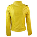 Ladies Women Genuine Real Leather Slim Fit Yellow Green Pink Biker Jacket - Knighthood Store