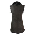 Ladies Women Real Spanish Toscana Shearling Sheepskin Brown Leather Waistcoat Gillet - Knighthood Store