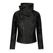 Womens Ladies Girls Soft Black Real Leather Racing Biker Style Jacket - Knighthood Store